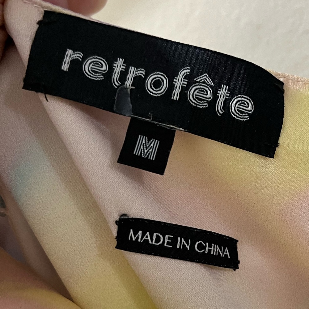 Retrofête Marlene Silk Dress in Rainbow Tie-Dye, Size M - Picture 5 of 16